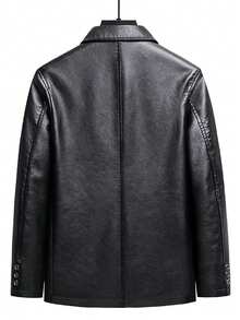 男士休閒印花內裏皮夾克 - 黑色 - 查看 2