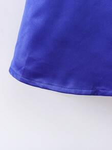 SHEIN Young Girl's Round Neck Dress With Bow Decorations - Blue - View 6