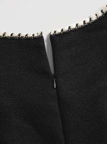 SHEIN MOD Women's Color-Blocked Sleeveless Dress With Waist Cinched Design - Black - View 3