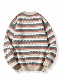Men's Wave Pattern Sweater For Autumn/Winter - Apricot - View 2