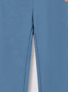 SHEIN 男孩實色直筒彈性腰寬鬆舒適運動長褲 - 藍色 - 查看 5