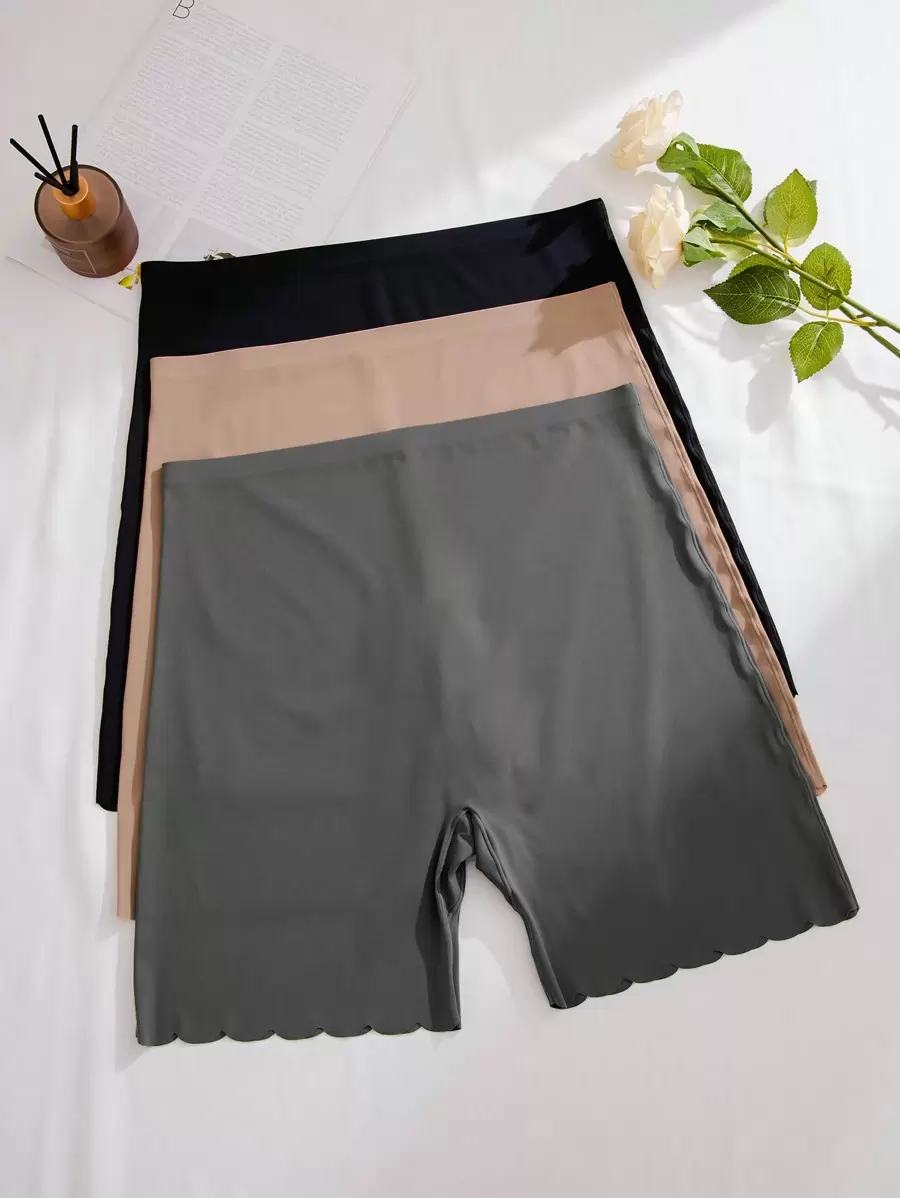 SHEIN Women'S Plus Size Solid Color Elastic Waist Panties (3pcs/Pack) - Multicolor - View 1