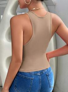 SHEIN Essnce Women's Solid Color Camisole Top - Khaki - View 2
