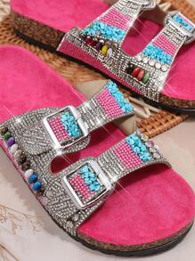 SHUZIA Sandalias con cuña y suela gruesa de mujer, regalos versátiles de San Valentín, zapatos de verano para el Día de San Valentín - Rojo violeta - Ver 5