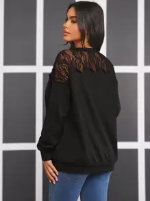 SHEIN 孕妇蕾丝拼布运动衫，适合冬季