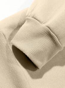 男士加大尺碼連帽衫,印有標語與心形圖案 - 米色 - 查看 4