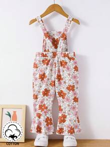 Baby Girl Spring And Summer Floral Printed Cute Casual Overalls Jumpsuit - Multicolor - View 2