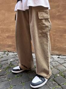 DAZY Men'S Cargo Style Denim Pants With Pockets - Khaki - View 7