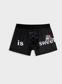 Men'S Cartoon Bear And Slogan Print Boxer Briefs - Multicolor - View 3