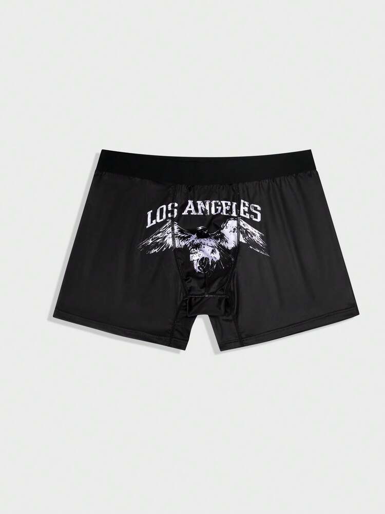 Men'S Letter And Eagle Print Square Cut Underwear