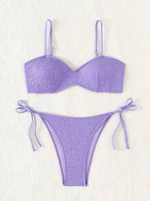 SHEIN Swim Solid Color Two-Piece Bikini Set Summer Beach