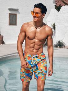 Manfinity Shorts De Playa Para Hombre Con Estampado De Plantas Y Flores