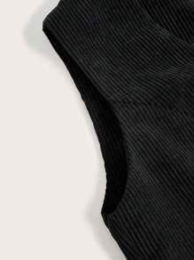 SHEIN EZwear Button Up Woven Vest Jacket With Plus Size - Black - View 4