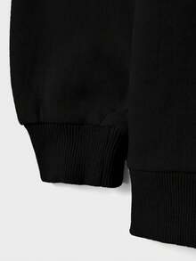 RueChic Men's Letter Printed Sweatshirt And Sweatpants Set - Black - View 4