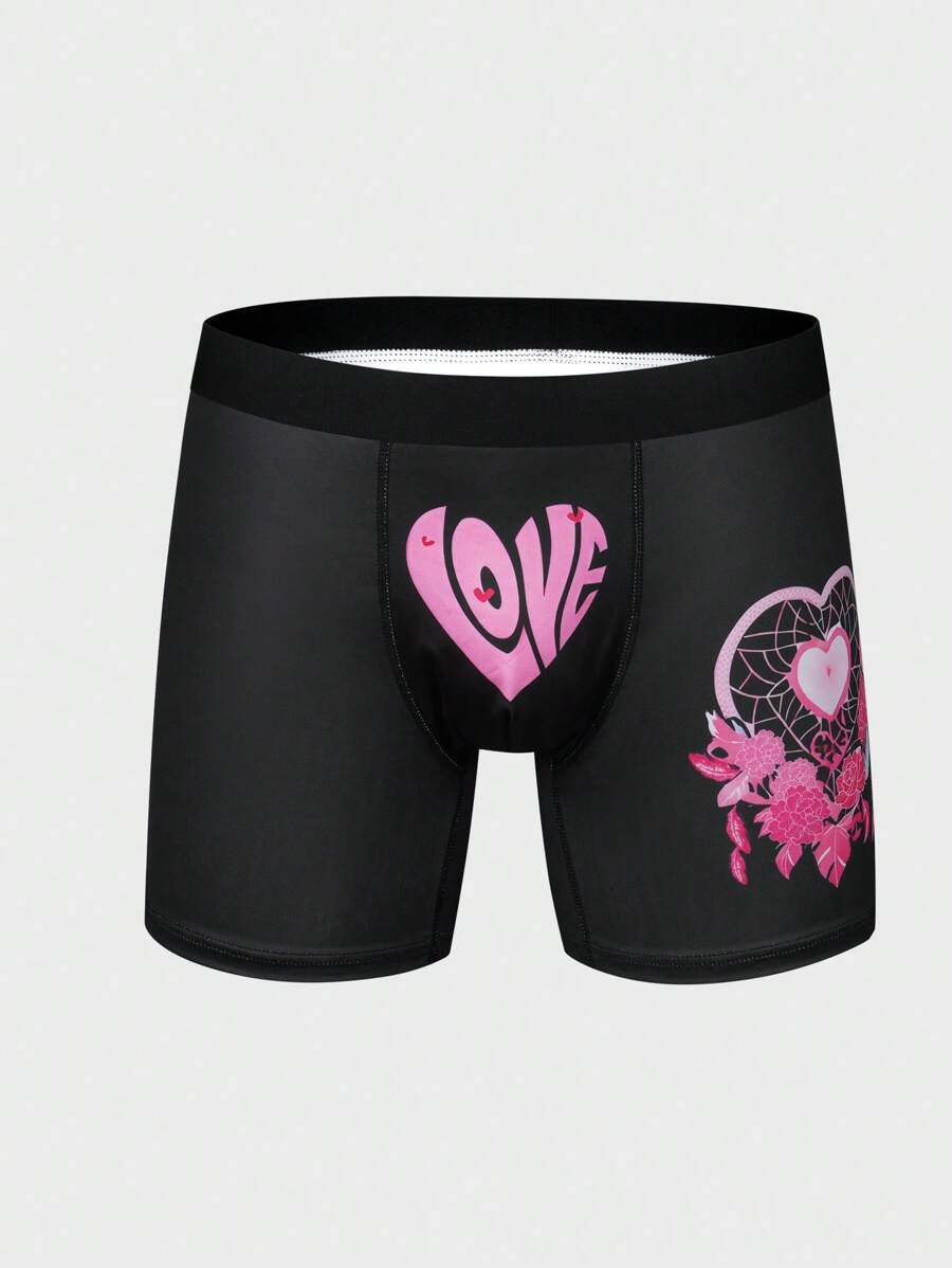 Men's Funny & Cute Hot Pink Geometric Print Trunks With High Stretch Fabric - Hot Pink - View 1