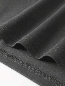 男士休闲美式图案印花 T 恤 - 深灰色 - 查看 5