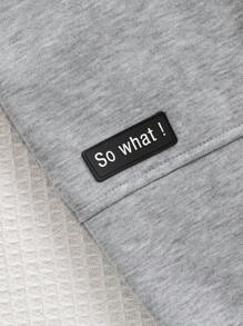SHEIN Young Boy Casual Sports Print Pattern Crew Neck Sweatshirt And Knitted Long Pants Set, Fleece, Thickened - Multicolor - View 8