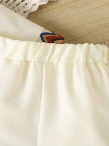 幾何印花嬰兒男童漢服,開襟長袖襯衫和長褲,適用於表演