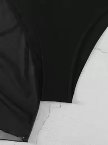 Swim Vcay Của phụ nữ Lá thư & bản in cây cọ Halter Neck Bộ Bikini Liên hoan âm nhạc - màu đen - Xem 4