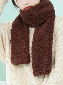 ROMWE Kawaii 1條咖啡色毛絨女士圍巾 - 咖啡棕 - 查看 2
