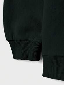 SHEIN Cottnline Men'S Letter Printed Round Neck Sweatshirt & Sweatpants Set - Army Green - View 6