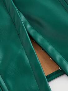 SHEIN MOD Top Bustier Con Cierre Frontal De Gancho Para Los Ojos Para Mujer - Verde Oscuro - Ver 4