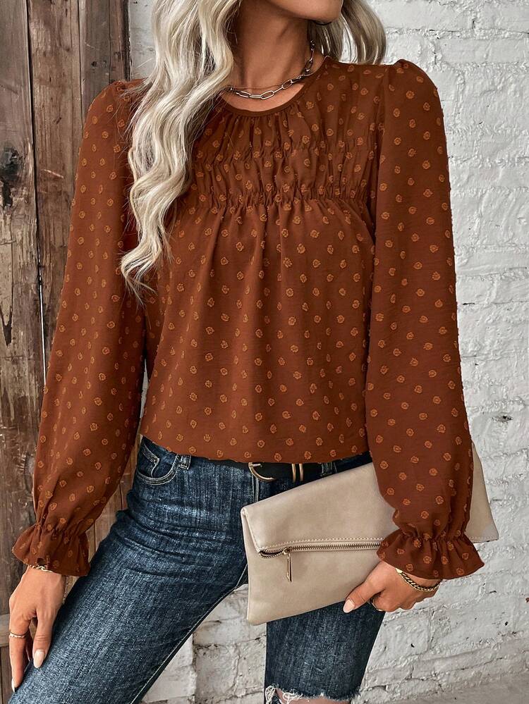 Solid Color Turn-down Collar Long Sleeve Shirt