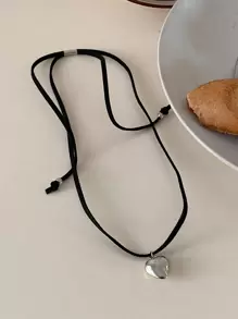 DAZY 女士时尚心形吊坠项链，百搭款式，适合情人节、妈妈、母亲、母亲节、礼物 - 銀色 - 查看 1