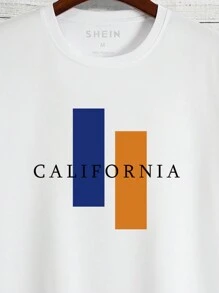 Camiseta De Manga Corta Con Estampado De Letras Para Hombre - Blanco - Ver 3