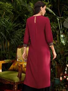 Divindia Ladies Embroidered Split Kurti Style Long Sleeve Kurta