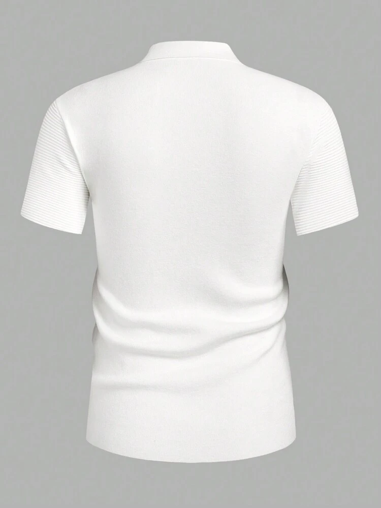 Men's Solid Color Short Sleeve Knitted Top