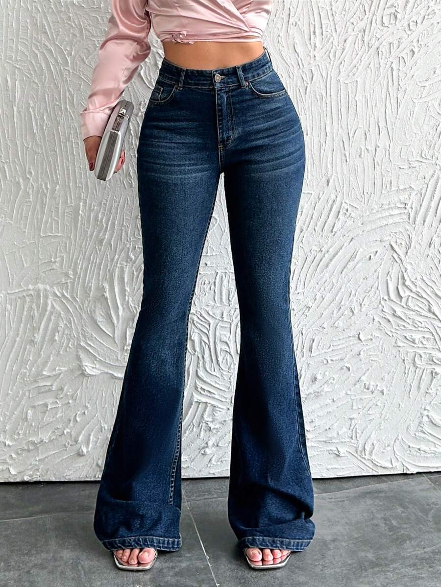 EURMUSE Women's Flared Jeans - Blue - View 1