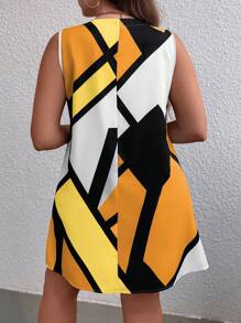 SHEIN Essnce Plus Geo Print Tank Dress, Summer - Multicolor - View 2