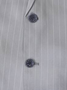 Men's Vertical Stripe Stand Collar Long Sleeve Jacket And Pants Casual Business Suit Set - Light Grey - View 5