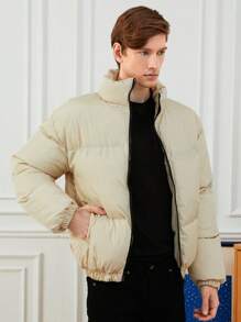 RueChic Men's Padded Jacket - Apricot - View 3