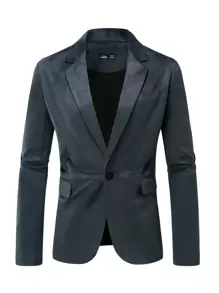 Manfinity Mode 男士分叉衛衣領長袖西裝外套 - 深灰色 - 查看 3