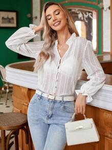 GENKIRA Men'S Stand Collar Long Sleeve Shirt Fall Cloth For Women - White - View 3