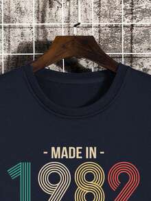 Nam Lá thư In Áo nỉ - Màu xanh hải quân - Xem 3