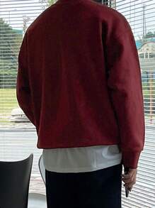 DAZY Men'S Letter Embroidered Long Sleeve Sweatshirt,Fall Clothes - Red - View 2