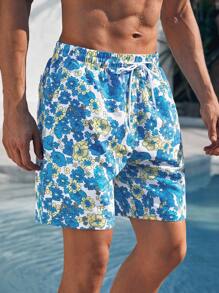 Surfspeed Men'S Floral Print Drawstring Beach Shorts - Multicolor - View 3