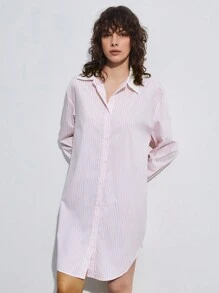 BizChic Của phụ nữ Sọc Váy sơ mi - Hồng - Xem 4