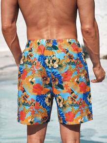 Manfinity Shorts De Playa Para Hombre Con Estampado De Plantas Y Flores