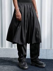 ROMWE MEN Grunge Punk Men'S 2 In 1 Design Solid Fashion Pants - Black - View 5