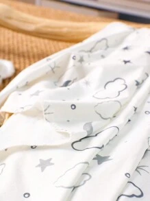 Newborn Baby Boy Galaxy Print Blanket & Hat Photography Prop - White - View 5