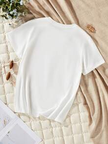 少女短袖印花 T 卹 - 白色 - 查看 2