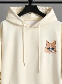 Manfinity Hypemode Men's Loose Fit Hooded Sweatshirt With Cartoon Pattern For Casual Fashion - Apricot - View 4