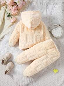 嬰兒花卉印花毛絨連帽裝 - 黃色 - 查看 2