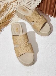 Styleloop Women's Wedge Heel Thick Sole Sandals - Yellow - View 1