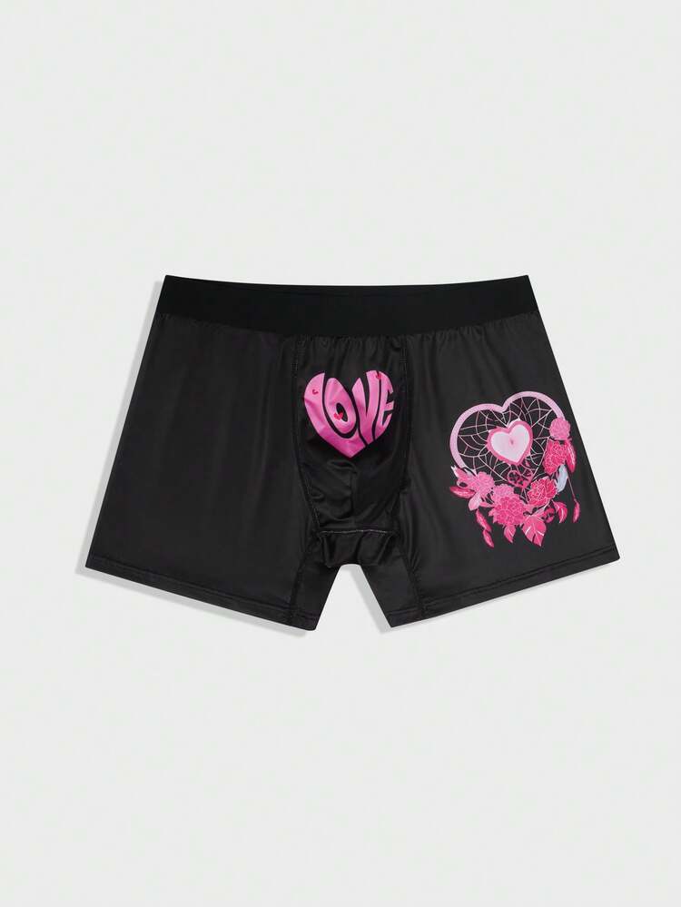 Men's Funny & Cute Hot Pink Geometric Print Trunks With High Stretch Fabric