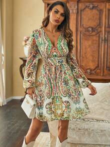 Aveloria Langarmkleid Mit Zufälligem Muster